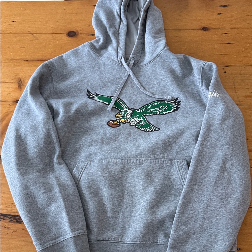 Nike Gray Hoodie with Green Eagle Graphic